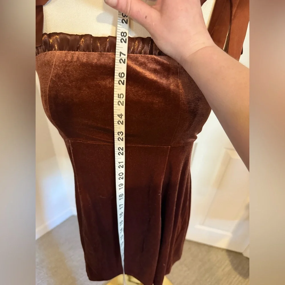 Danielle Bernstein dark burnt orange velvet mini dress - NWT - S - Picture 9 of 15